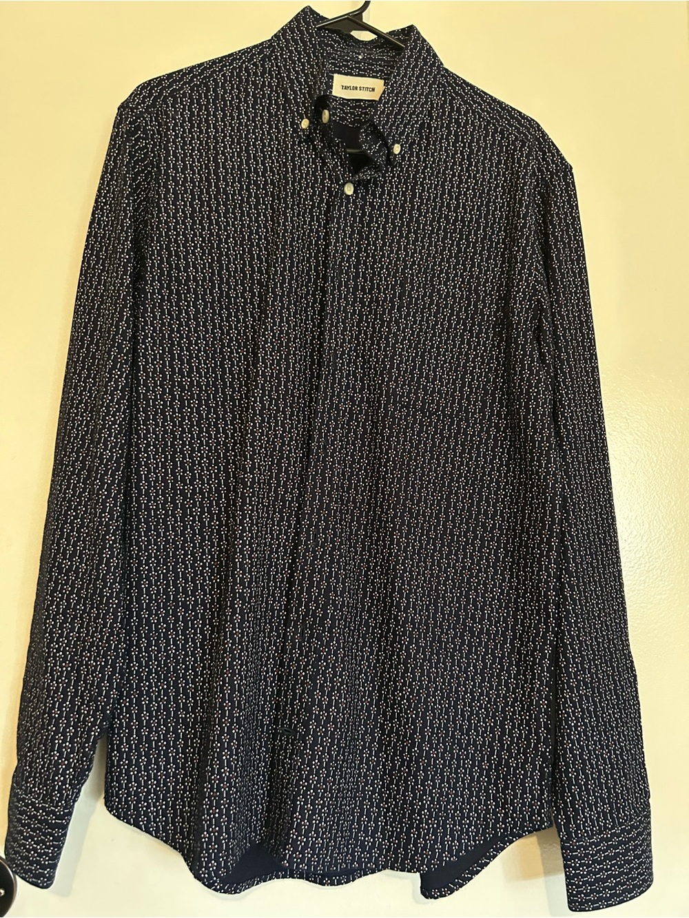 Taylor Stitch Navy Patterned Long-Sleeve Men's Shirt